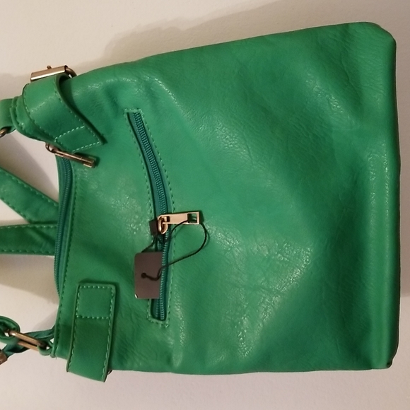 Kelly Green Crossbody Pop Of Color Cruelty Free Vegan Bag - Picture 4 of 5
